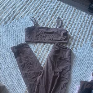 Aojox fudge coffee sports bra and legging set
